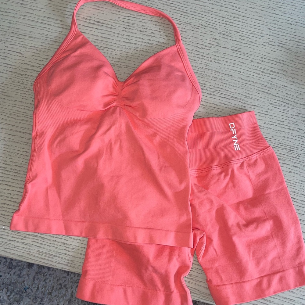 OPIMI Women's Coral Athletic Shorts and Top Set